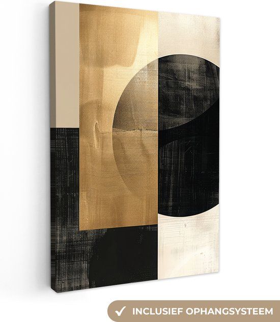 OneMillionCanvasses Canvas schilderij 90x140 cm - Abstract Zwart Goud - Wanddecoratie