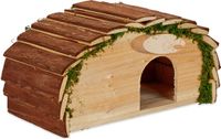Relaxdays egelhuis met bodem - 18 x 34 x 17 cm - Dennenhout - lichtbruin/bruin/donkergroen