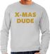 Bellatio Decorations Foute Kersttrui sweater - x-mas dude - goud / glitters - grijs - heren - kerstkleding / kerst outfit L