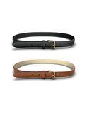 PIECES PCOLINE 2-PACK JEANS BELT NOOS PU Riemen Vrouwen Zwart Polyester Goudkleurig