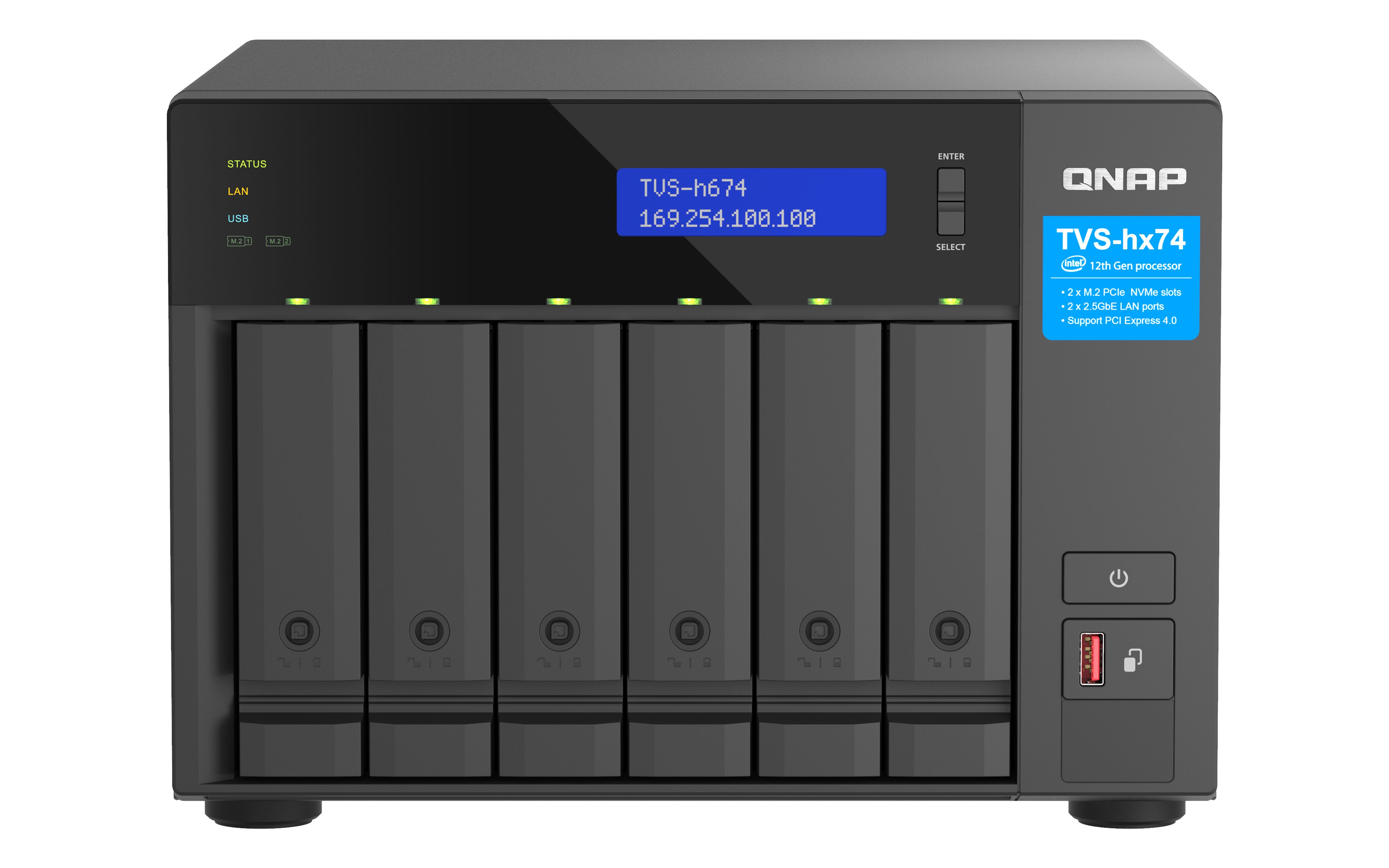 QNAP TVS-h674 NAS Tower | Intel Core i3-12100 | 16GB RAM | 6-Bay | Zwart