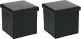 Atmosphera Poef/Hocker/voetenbankje - 2x - opbergbox - zwart - PVC/MDF - 38 x 38 cm - opvouwbaar