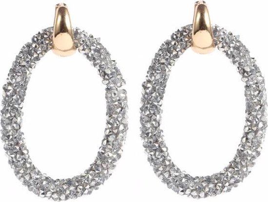 Cilla Jewels Oorbellen Crystal Oval Gold Silver