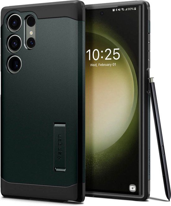 Spigen Tough Armor Samsung Galaxy S23 Ultra Hoesje Back Cover Groen