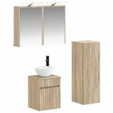 vidaXL Badkamermeubel Set 4 stuks Sonoma Eiken Bewerkt hout en glas