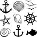 Marin Sticker Mural - Kit Marin 9 Pièces - 107x107 cm - Noir