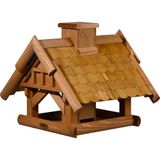 dobar® Green Label Groot vogelhuisje, bladerval voor standaardmontage, voederstation voor wilde vogels, voederplaats voor wilde vogels, 39 x 39 x 35 cm, bruin