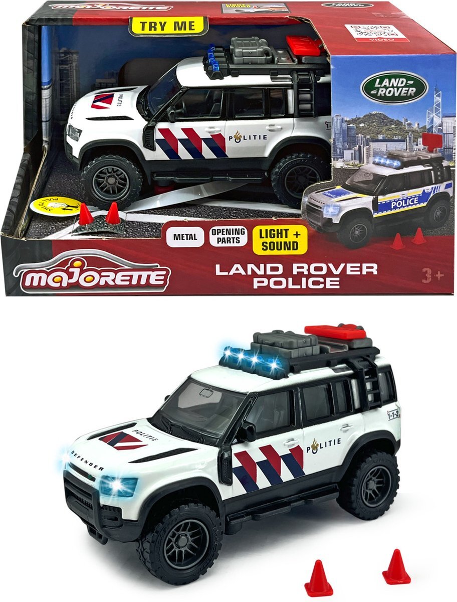 MAJORETTE Grand Series - Land Rover Politie NL - Metaal - Licht en Geluid - 12,5 cm - Speelgoedvoertuig