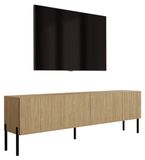 3xE living Meuble TV 170 cm, 2 portes, chêne huilé, pieds droits noirs