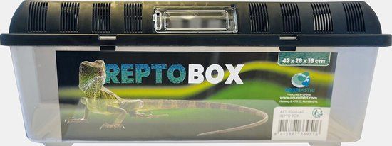 Aquadistri Repto Transparante kunststof transportbox voor reptielen, amfibieën, knaagdieren en insecten | 42 x 26 x 16CM