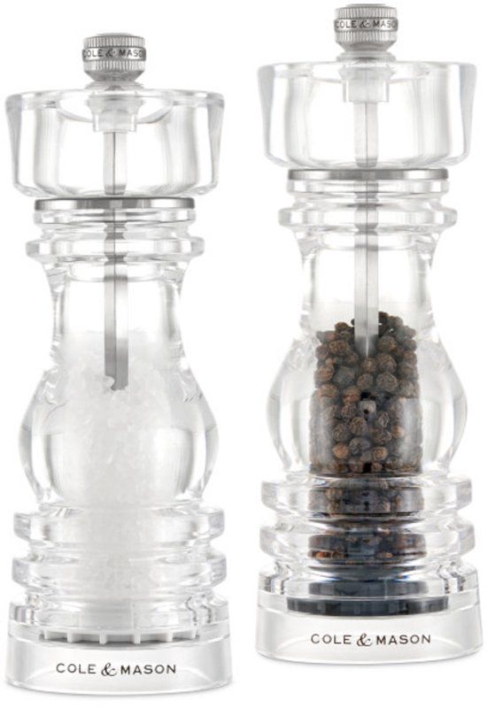 Cole & Mason London Peper- en Zoutmolen Gift Set – 18 cm – Transparant Acryl – Precision Maalwerk