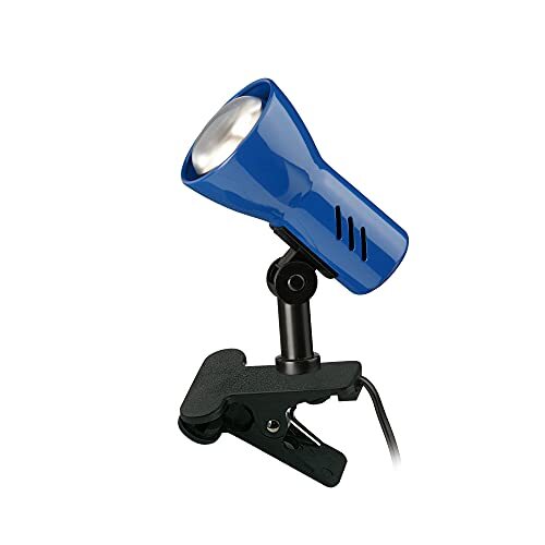 Briloner Leuchten Klemlamp draai- en zwenkbaar, klemlamp met snoerschakelaar, blauw, 40W, metaal, 40 W 2794-010P