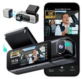 Dashcam pour voiture - 4K et 1080p - Caméra intérieure rotative à 90° - Vision nocturne - Écran tactile de 3,18 pouces