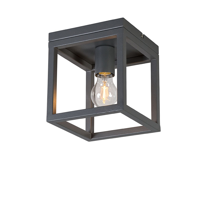 QAZQA cage cl - Plafondlamp - 1 lichts - L 180 mm - Antraciet