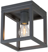 QAZQA cage cl - Plafondlamp - 1 lichts - L 180 mm - Antraciet