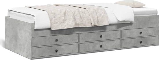 vidaXL Slaapbank - met lades - zonder matras - 100x200 cm - betongrijs
