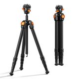 K&F Concept Koolstofstatief, 153 cm, licht, flexibel | Licht statief, flexibel statief voor compacte camera, reisstatief voor digitale SLR A225C2+BH28R