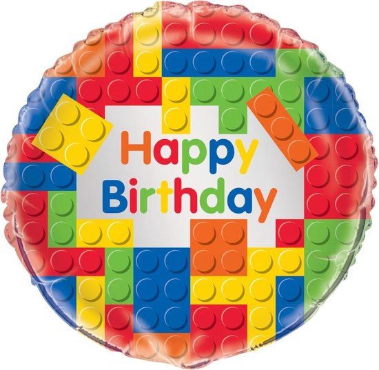 Helium Ballon Lego Happy Birthday 45cm - Meerkleurig