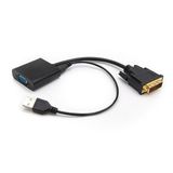 watiowave DVI 24+1 naar VGA HDB15 converter zwart, 10 cm