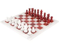 Alabastri Scali Rood en wit albasten schaakspel 37 cm