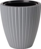 Form Plastic Plantenpot/bloempot Mika - kunststof - lichtgrijs - D30 x H32 cm - met binnenpot - rond