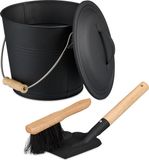 Relaxdays Asemmer met deksel, stoffer en schep, 4,5 liter, zwart