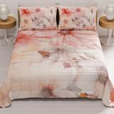 PETTI Artigiani Italiani - Sprei voor Frans bed, 220 x 260 cm, 100 g/m², omkeerbaar, voor Frans bed, licht dekbed, bloemenpatroon 1, 100% Made in Italy