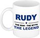 Bellatio Decorations Rudy cadeau mok - man myth legend - naam koffiemok / beker - wit en blauw - 300 ml - verjaardag