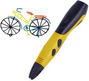 Allesto Stylo 3D - Kit de démarrage pour stylo 3D - Stylo 3D Enfants - Prend en charge les câbles PLA 12 couleurs - Cadeau de peinture DIY pour câbles ABS/PLA - Écran LCD pour enfants - Meilleur cadeau - Cadeau du Nouvel An - Jaune