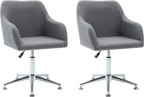 vidaXL Eetkamerstoelen draaibaar 2 stuks stof lichtgrijs