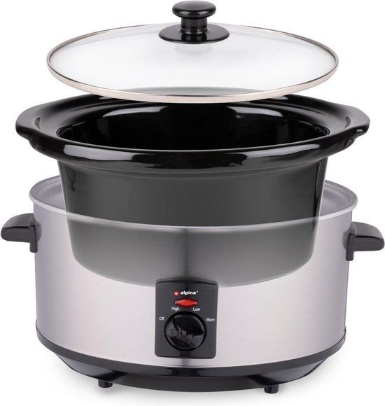 alpina Slowcooker 3.5L - Crockpot Slow Cooker met Warmhoudfunctie - RVS