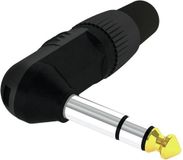 Hicon HI-J63SA06 Jackplug 6,35 mm Stekker, haaks Aantal polen: 3 Zwart 1 stuk(s)