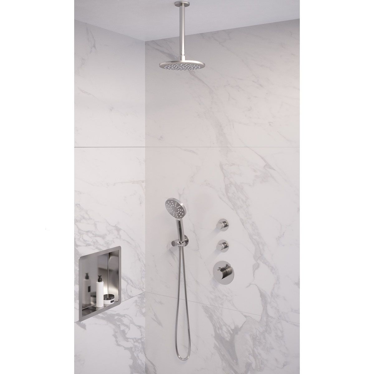 Brauer Inbouwthermostaatset Chroom | Baduitloop en Staafhanddouche | Messing Chroom