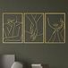 Vivegate Gouden minimalistische vrouwelijke lichaam enkele lijn metalen muurkunst decor - 45 x 30 cm 3 stuks gouden vrouwen lichaam abstracte minimalistische lijnen muur borden voor opknoping