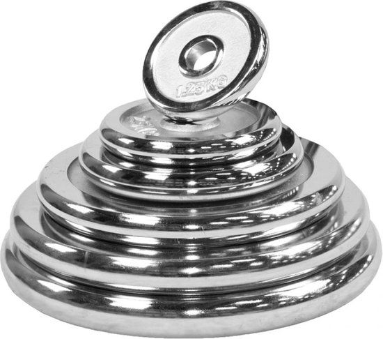 Gorilla Sports Halterschijven Set - Bundel - 30 kg (6 x 5 kg) - Chroom - 30 mm