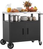VEVOR Outdoor Grillwagen met Opbergkast, 92 cm Grilltafel met Roestvrijstalen Blad, Handgreep, Wielen en Flesopener, Keukenwagen & Serveerwagen voor Terras, Tuin, Bar en Barbecue