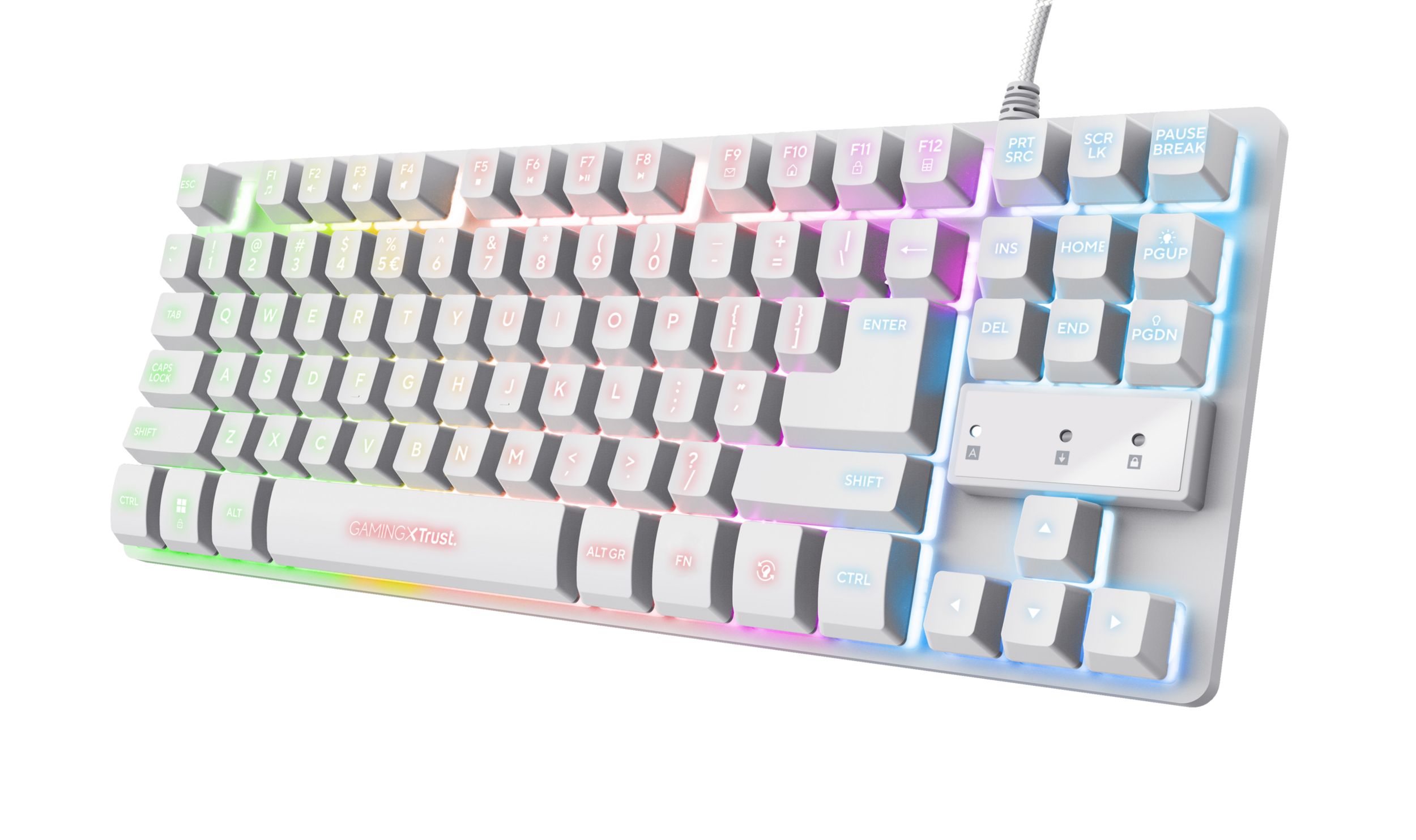 Trust GXT 833W Thado - Gaming Toetsenbord - QWERTY US - Wit - RGB LED - Tenkeyless
