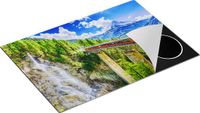 Chefcare Inductie Beschermer Trein op een Brug bij een Waterval in Zwitserland - 75x55 cm - Multicolor