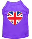 Mirage Britse vlag hart zeefdruk hond Shirt, X-Small, paars