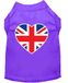 Mirage Britse vlag hart zeefdruk hond Shirt, X-Small, paars
