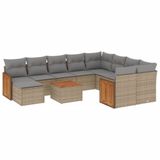 vidaXL 11-delige loungeset met kussens polyrattan beige
