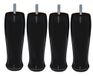 Margot Atelier Futura Set met 4 poten voor lattenbodem, hout, zwart, 6 x 6 x 20 cm