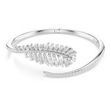 Swarovski Vienna armband, Verschillende slijpvormen, Veer, Wit, Rodium toplaag