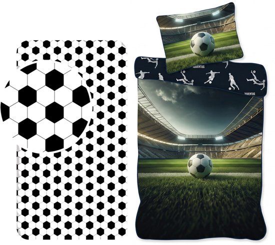 4KidsOnly Brandmac Aps Voetbal dekbedovertrek + hoeslaken Katoen Juventus Kinderen 200x140 cm