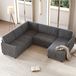MODFU U-Vormige Hoek-Slaapbank - Slaapfunctie - Opbergruimte - Corduroy - Grijs - 274 X 220 X 85 Cm