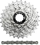 Spanninga Sunrace Cassette met ketting R91 11-28 Route Shimano Nickel
