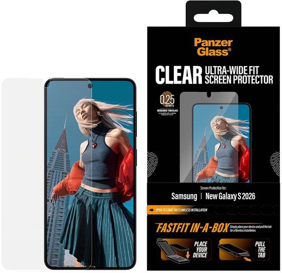 PanzerGlass Screenprotector geschikt voor Samsung Galaxy S26 Glazen | PanzerGlass Ultra-Wide Fit Screenprotector - Case Friendly