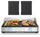 Arendo Grill de table, électrique (filaire), 2800 W, avec 2 zones de grillade réglables séparément