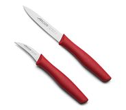 Arcos Serie Nova - Paring messenset - lemmet van roestvrij staal nitrum, handvat van polypropyleen, rood