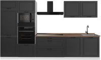 Vicco Complete keukeneenheid R-Line, Antraciet landelijk/Wit, 340 cm zonder werkblad